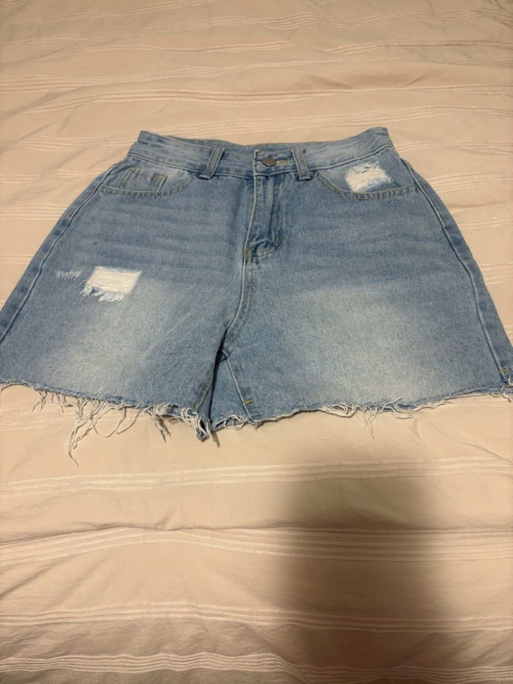 SHEIN Light Blue Distressed Denim Shorts